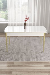 Hanah Home Mesa de Comedor Nira Blanco y Dorado